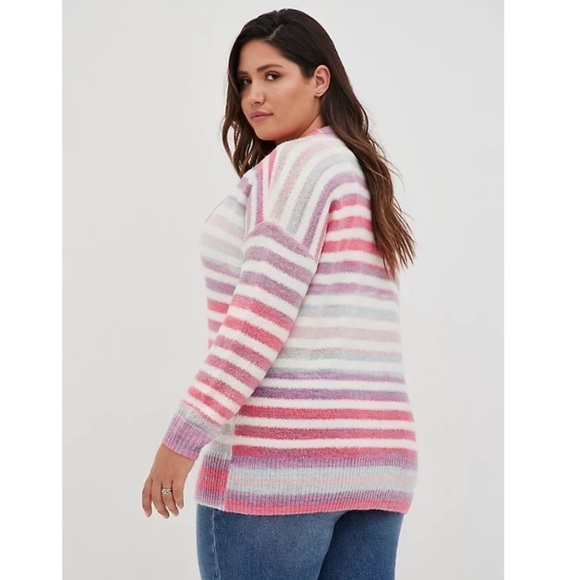 Torrid 5 BUTTON FRONT CARDIGAN - MULTI STRIPE - Picture 4 of 10